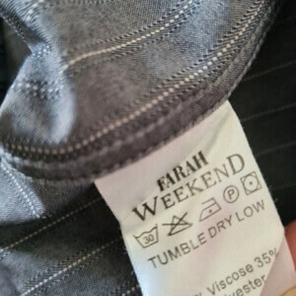 Farah shirt striped size 3XL XXL long sleeve grey with blue stripes casual - Picture 7 of 7